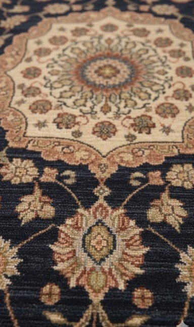 Floral Black And Peach Hand Knotted Rug - Image 2
